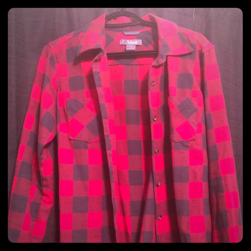 Natural Reflections Red and Black plaid shirt
